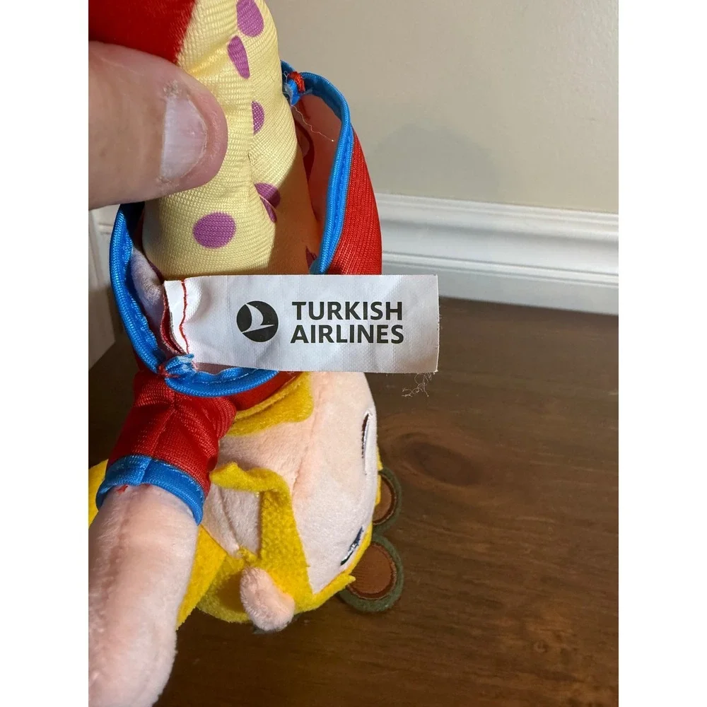 Turkish Airlines High Five Plush Doll Blonde Girl Red Dress Goggles 8.5 Inch